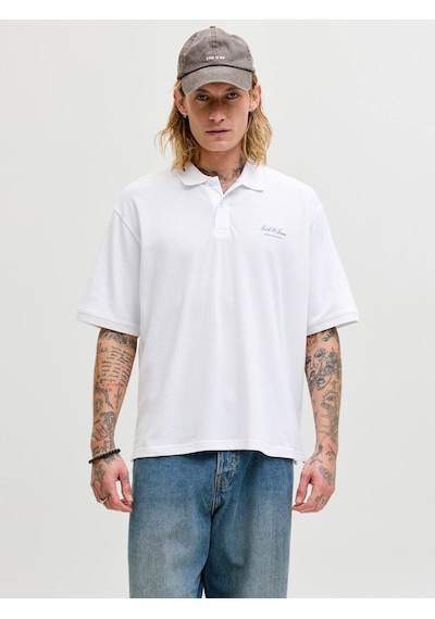 Jack & Jones Jjearchive Graphic Polo Ss Ln Erkek T-shirt-32842 Beyaz