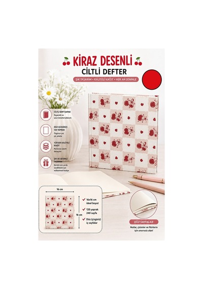 Kiraz Figürlü Kare Not Defteri 16x16cm 1 Adet Lizz Sert Kapak 120 Yaprak Ciltli Çizgisiz Özel Anı Günlük Defteri Kırmızı Kiraz Figürlü Kare Not Defteri 16x16cm 1 Adet Lizz Sert Kapak 120 Yaprak Ciltli Çizgisiz Özel Anı Günlük Defteri Kırmızı