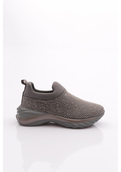 Dgn 730 Kadin Kalin Taban Bağcikli Sneaker Ayakkabi 730-2239-R7512 Gri