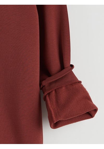 Lcwaıkıkı Basic Bordo Bisiklet Yaka Erkek Kalın Sweatshirt