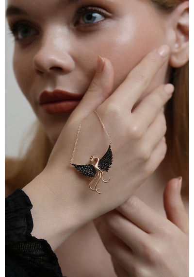Madam&Matmazel Zirkon Anka Kuşu Rose Kadın Kolye, 925 Ayar Gerçek Gümüş, Siyah Kübik Zirkon ,Phoneix Madam&Matmazel Zirkon Anka Kuşu Rose Kadın Kolye, 925 Ayar Gerçek Gümüş, Siyah Kübik Zirkon ,Phoneix