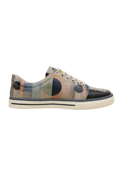 Kadın Vegan Deri Çok Renkli Sneakers - Geometric Shapes Tasarım