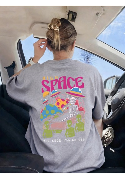 Noıssey Urban Pop Graphic Kadın Tişört Koleksiyonukod 5548 Gri