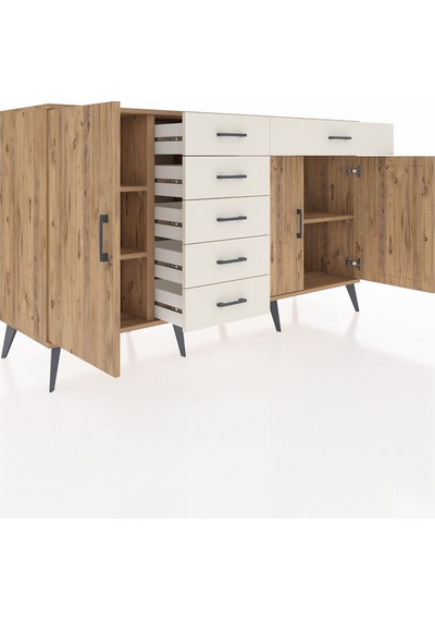 Kronos Konsol 3 Raflı 6 Çekmeceli 3 Kapaklı 176x59x99 Çam-çam/ayt Çam-çam/aytaşı