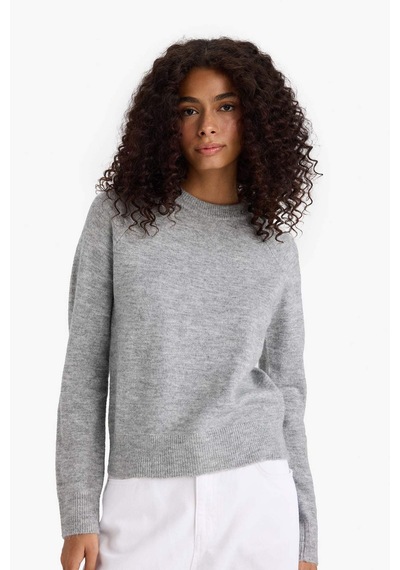 Defacto Regular Fit Bisiklet Yaka Basic Düz Soft Touch Yumuşak Triko Kazak D8678ax25wngr456 Gri-gr456