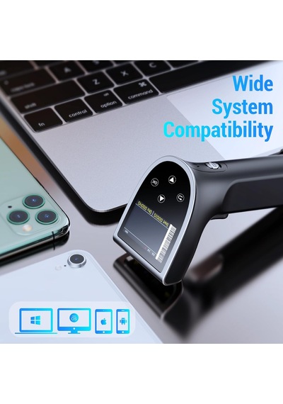 Hw0015 Kablosuz 1d/2d/qr Barkod Okuyucu Dijital Ekran + Tuş Takımı Bluetooth 5.0 & 2.4g & Usb 2600mah Büyük P