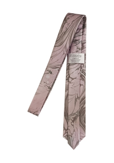 Elifebru Exclusive Handicrafts Ebru Sanatı Saten Kumaş Erkek Gri Pembe Kravat Sakr 154 Gri Pembe 001