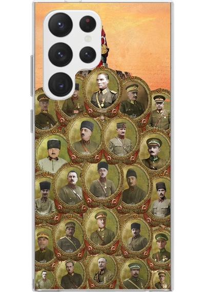 Samsung Galaxy S22 Ultra Uyumlu Atatürk Ve Kurtuluş Savaşı Komutanları Baskılı Silikon Kılıf Renkli