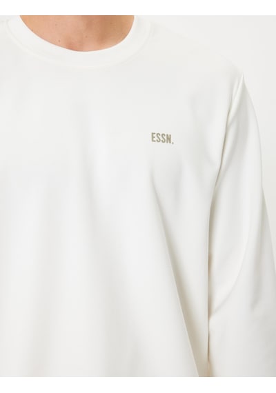 About Blank Koton Bisiklet Yaka Sweatshirt Minimal Baskılı Basic İnterlok Kumaş Pamuk Karışımlı Acı Kahverengi