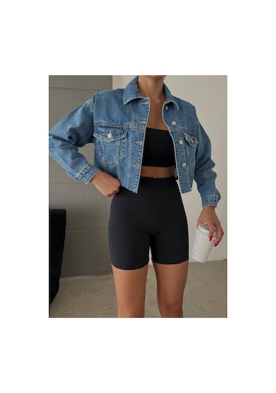 Zdnjeans Kadın Açık Mavi Denim Crop Kot Ceket