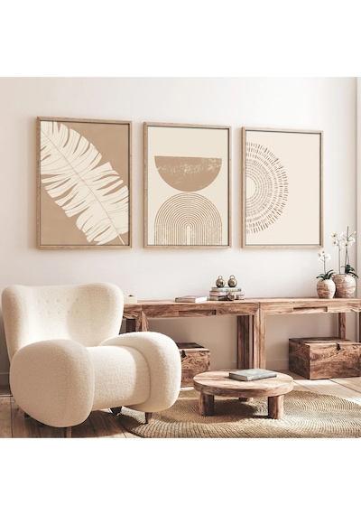 Huhuli Ahşap Çerçeveli 3 Lü Modern Tablo Huhu259