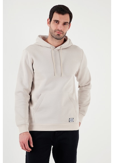 Buratti Regular Fit Kapüşonlu Kanguru Cepli Içi Tüylü Yumuşak Şardonlu Erkek Sweat 5905281 Krem