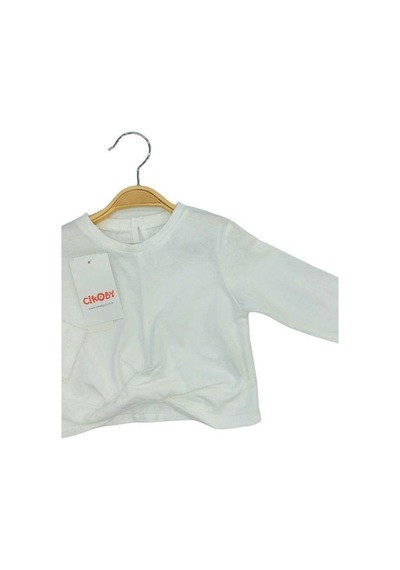 Çikoby Kız Bebek Pamuklu İnce Uzun Kollu Crop Bluz-13564 Ekru