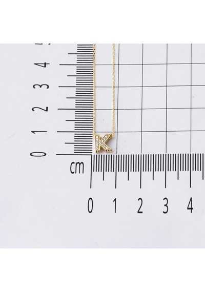 Taşlı K Harfli Minimal Harf Altın Kolye