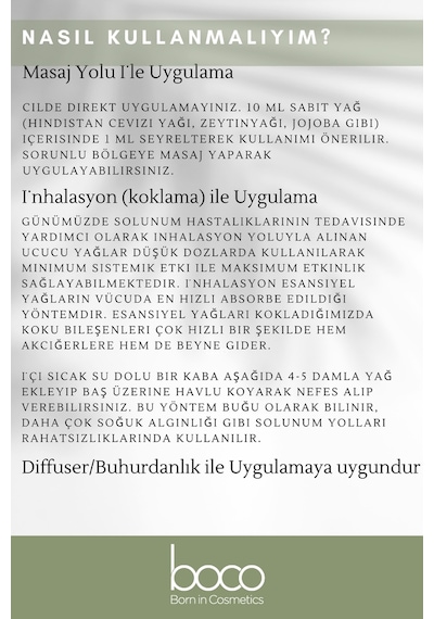 Boco Born In Cosmetics %100 Saf Nane Uçucu Yağı 10 ML