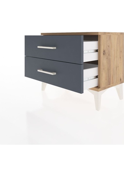 Arges Komodin 2 Çekmeceli 60x30x48 Çam-antrasit Atlas Çam