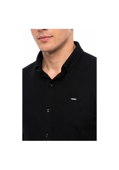 Foterman Erkek Spor Slim Fitt Uzun Kol Gömlek Bgl-st05439 Siyah
