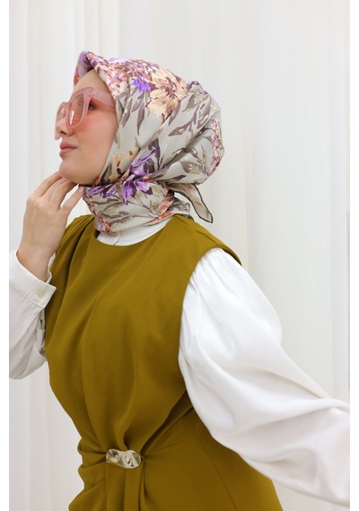Silk Home Twill İpek Eşarp 11457-08 Gri, Gümüş, Leylak, Turuncu