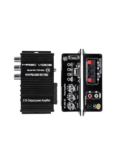 Magıcvoıce Yw-406l 12 Volt 100 Watt Motosiklet Bluetooth Amfi Usb/sd 2 Kanal Pazarcı - Anfi 154x80x42mm