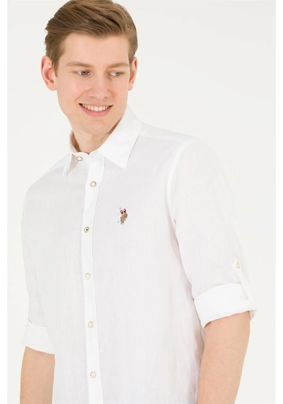 U.S. Polo Assn. Erkek Comfort Fit Düğmeli Yaka Gömlek 1570537 Bey Beyaz U.S. Polo Assn. Erkek Comfort Fit Düğmeli Yaka Gömlek 1570537 Bey Beyaz
