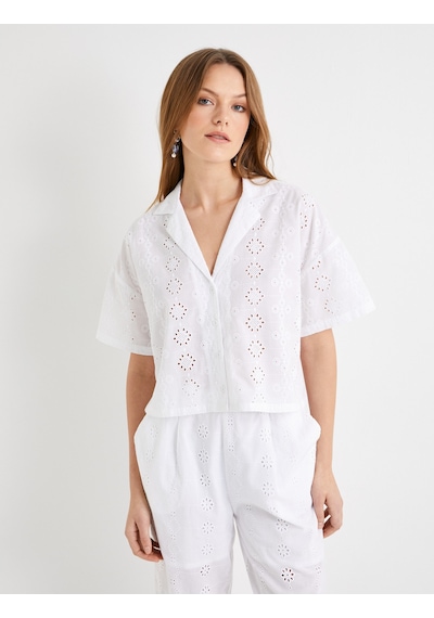 Koton Crop Fisto Gömlek Kısa Kollu Düğmeli Pamuklu Kırık Beyaz 4sak60116pw Ekru Koton Crop Fisto Gömlek Kısa Kollu Düğmeli Pamuklu Kırık Beyaz 4sak60116pw Ekru