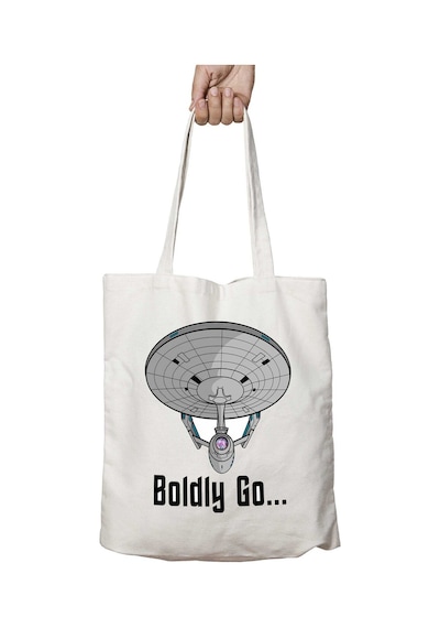 Art Hediye Star Trek Enterprise Boldly Go İki Tarafı Kalıcı Baskılı Yıkanabilir Çanta Çok Renkli