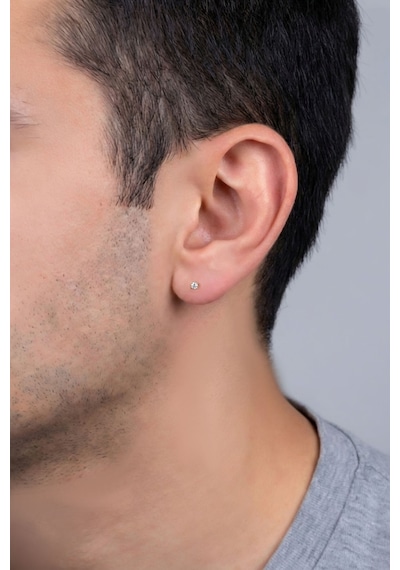 Zirkon Taşlı 2 Mm 18 Ayar Beyaz Altın Kaplama Unisex Gümüş Tektaş Küpe Beyaz