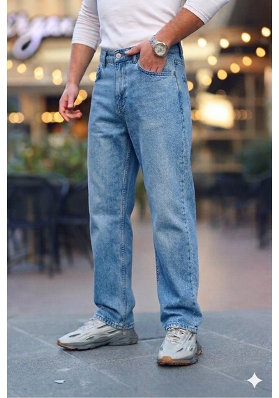 Little Cup Jeans Co Erkek Açık Mavi Rodeo Baggy Fit Rahat Kalıp Jean Pantolon