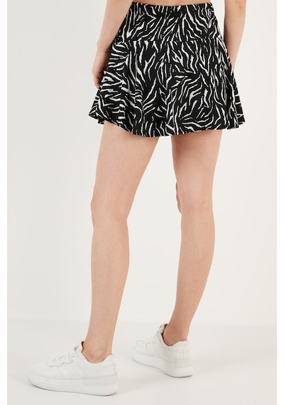 Lela Beli Lastikli Mini Şort Bayan Etek 5864024 Siyah-Zebra Lela Beli Lastikli Mini Şort Bayan Etek 5864024 Siyah-Zebra