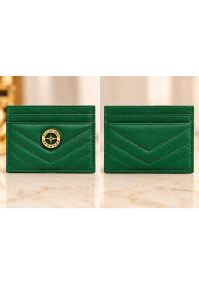 Williampolo Anka Hakiki Deri Unisex Kartlık-ince Tasarım Yeşil