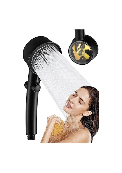 Banyo Duş Başlığı Pervaneli Turbo Fan Star Stop Su Tasarruflu Turbo El Duşu Beyaz Plastik Diğer