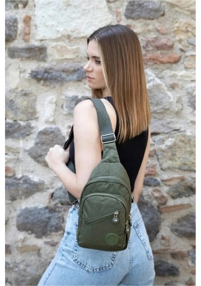 Newish Polo Kadın Krinkıl Kumaş Bodybag Çapraz Göğüs Ve Omuz Çantası New126 - Haki