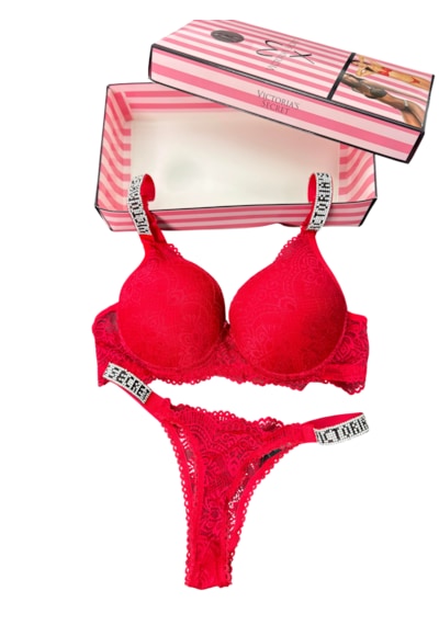 Victoria's Secret Victoria"s Secret Pusch Up Set Alt Üst Dolgulu Sütyen Ve Külot Takım 2"li Set Kırmızı