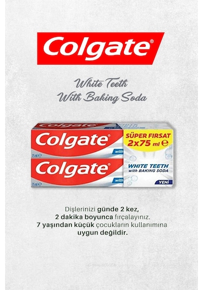 Colgate White Teeth With Baking Soda Diş Macunu 8 x 75 ML