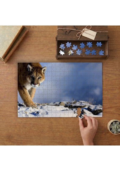 Karlı Tepedeki Puma Tasarımı 240 Parça Ahşap Puzzle Ahşap Kutuda Mpy40015