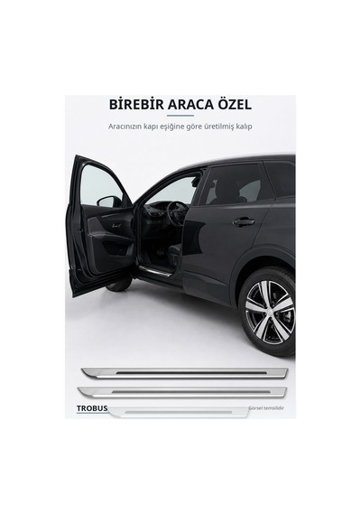 Peugeot 3008 2016-2024 Uyumlu Krom Kapı Eşiği 4 Parça Paslanmaz Çelik Karbon
