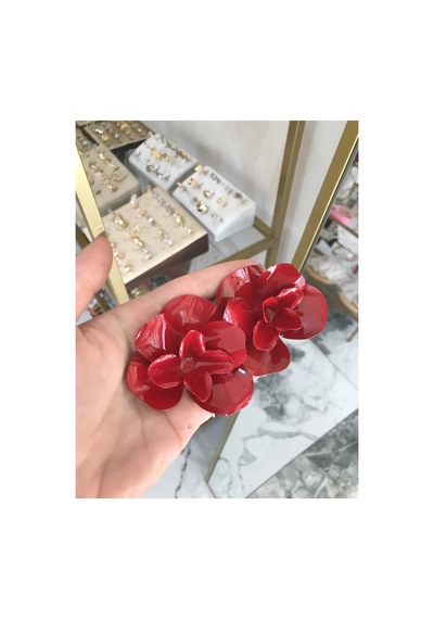 Linalya Jewelry Gül Model Küpe Kırmızı 50706646