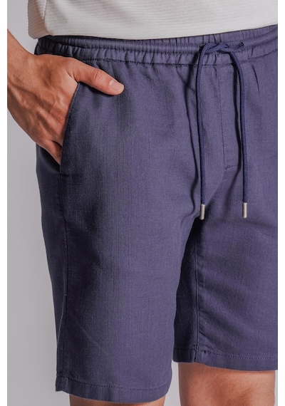 Braccas Erkek Yandan Cepli Beli Lastikli Keten Dokulu Relaxed Fit Jogger Şort Lacivert Lacivert