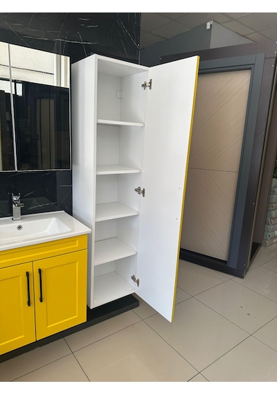 65 Cm Lake Banyo Dolabı Aynalı Ve Boy Dolaplı Köprü Kulplu