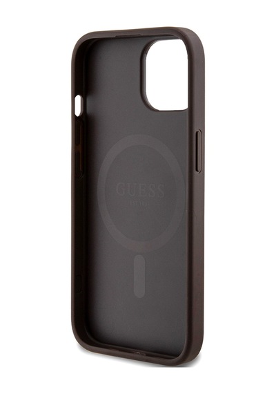 Apple Uyumlu iPhone 15 Kılıf Guess Lisanslı Magsafe Şarj Özellikli Small 4g Classic Kahverengi