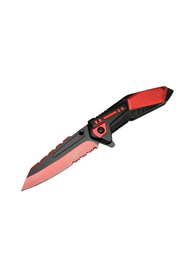 Mtech 4173 Kırmızı Kamp Çakı 21cm - Yarı Otomatik, Kemerlikli, Testere Detaylı