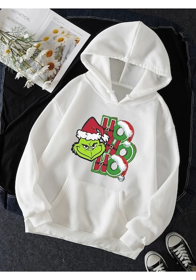 Grinch Hohoho Yenı Yıl Kapşonlu Sweatshirt 001
