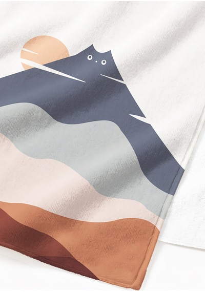 Minimalist Dağ Manzara Plaj Havlusu - Modern Bohem Pastel Renkli Hızlı Kuruyan Mikrofiber Havlu Uçuk Çayı