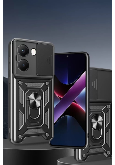 Newface Xiaomi Poco X7 Pro Kılıf Pars Lens Yüzüklü Silikon - Lacivert