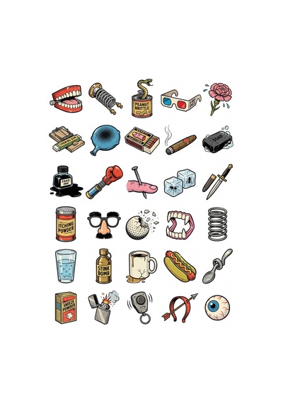 30 Adet Retro Şaka Eşyaları Sticker Seti - Laptop, Defter, Telefon Çok Renkli