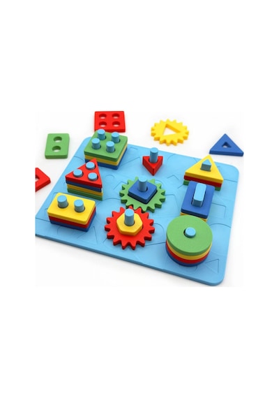 Montessori Eğitici Oyuncak Dişli Puzzle Şekil Ve Renk Eşleştirme Geliştirici Oyuncak