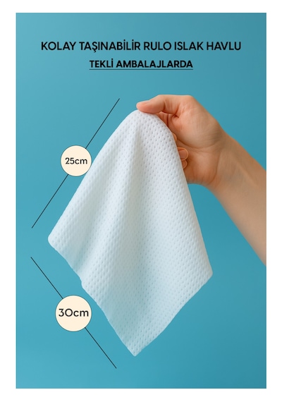 Wet Towel - 50 Paket - Tek Kullanımlık Rulo Islak Havlu