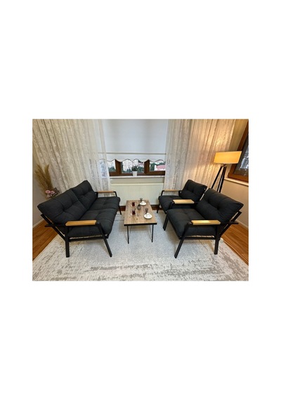 Green Garden Gökçe,balkon, Bahçe,teras,cafe - Salon - Metal Kanepe Koltuk Takımı - 2+1+1 + Sehpa Antrasit