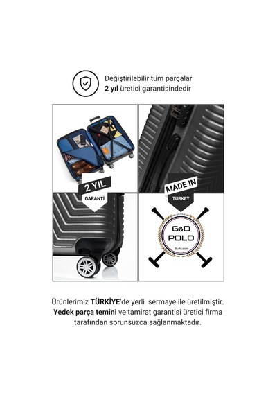 G&d Polo Suitcase Abs Orta Ve Büyük Boy Koyu Gri 2'li Valiz Seti 600.02-b Koyu Gri