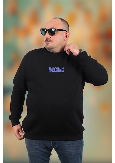 Starbattal Büyük Beden Erkek Sweat Malcolmx 22735 Sıyah Siyah
